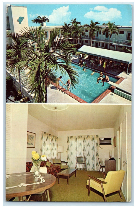 c1950's Fontane Apartment Motel & Restaurant Miami Beach Florida FL Postcard