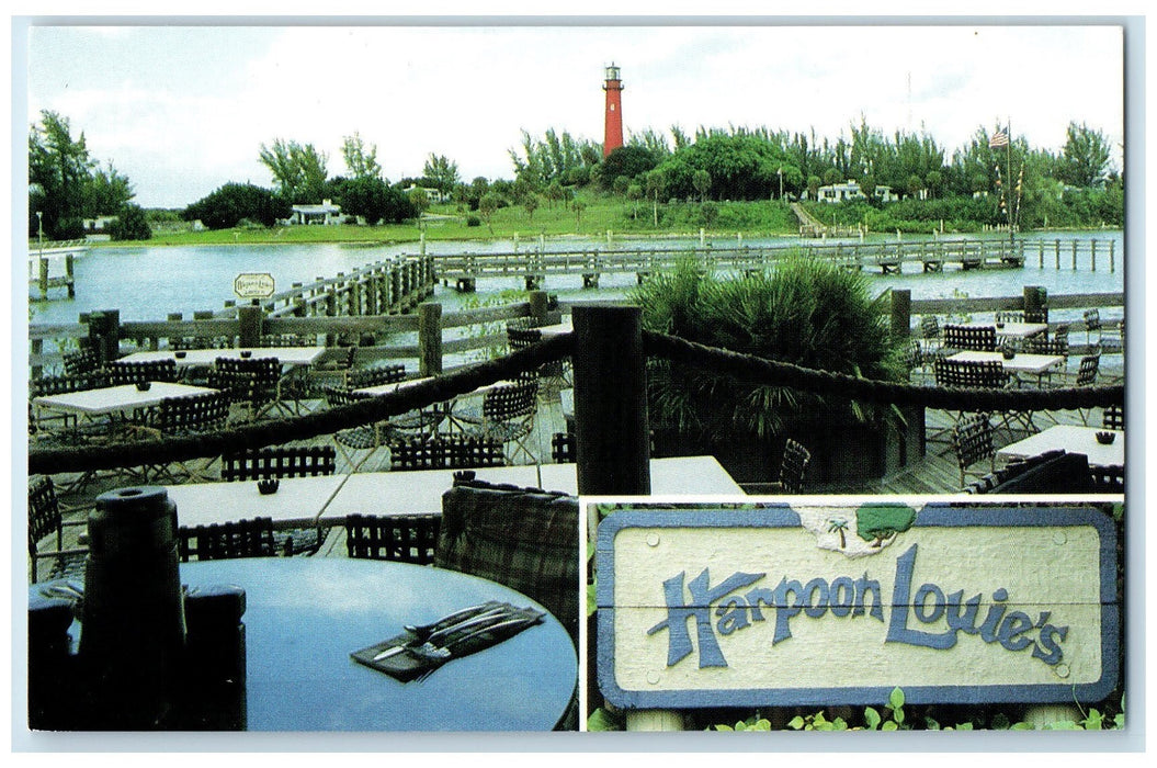 c1960s Harpoon Louie's Waterfront Restaurant Scene Jupiter Florida FL Postcard