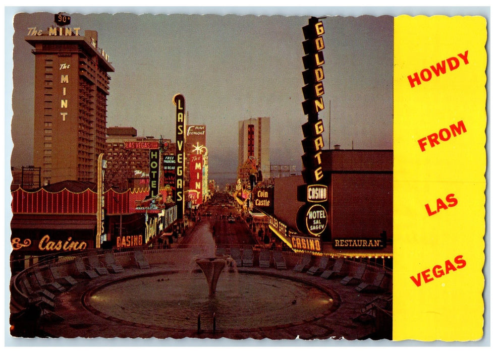 1971 Spectacular View At Dusk Fountain Fremont Street Las Vegas Nevada Postcard