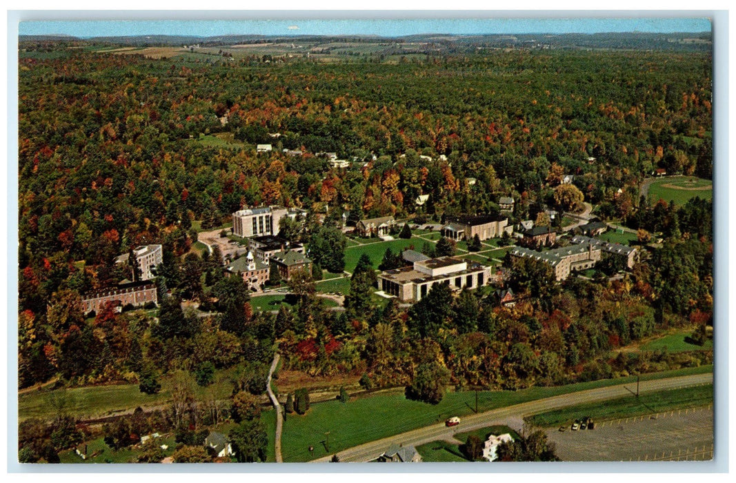 c1960 Aerial View Of Houghton College Campus Houghton New York NY Trees Postcard