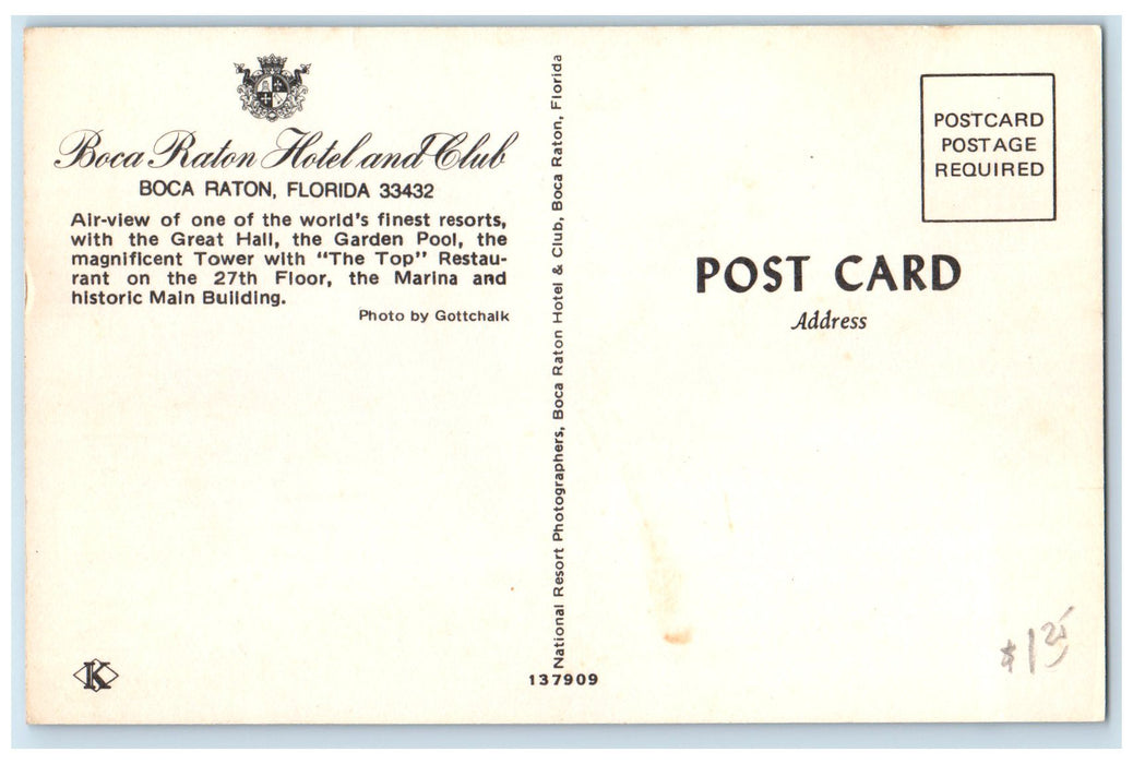 c1950's Boca Raton Hotel & Club Restaurant View Boca Raton Florida FL Postcard
