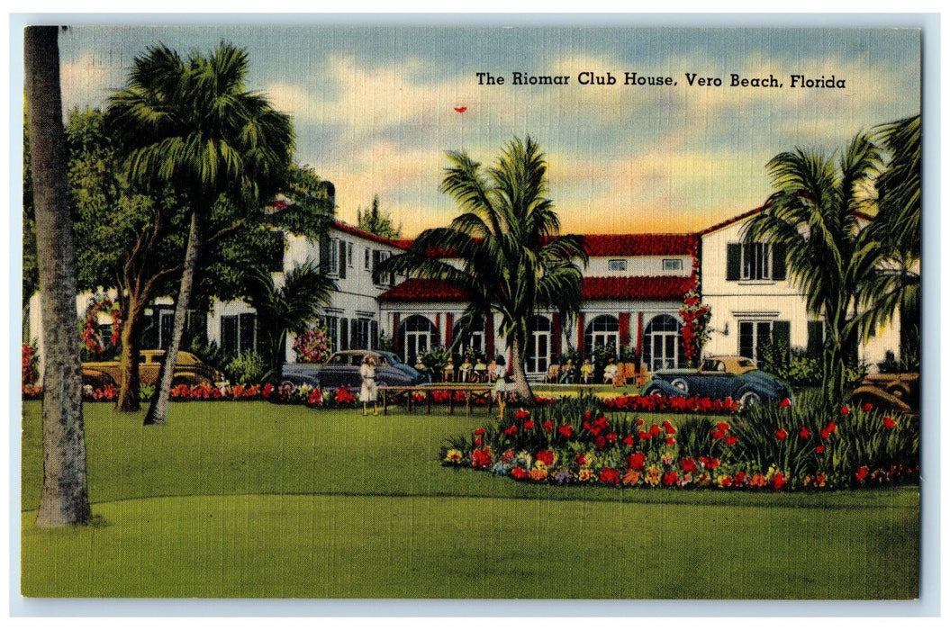c1940's The Riomar Club House Exterior Roadside Vero Beach Florida FL Postcard