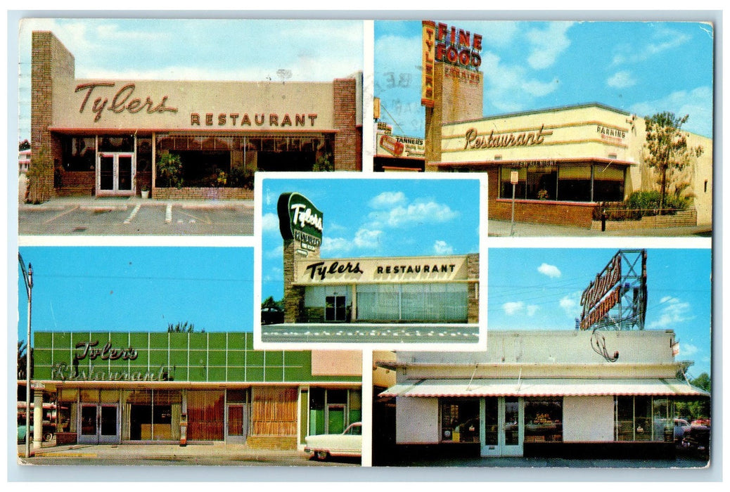1959 Tylers Restaurant Exterior Roadside Miami Beach Florida FL Signage Postcard