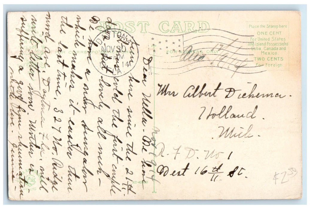 c1940 First Methodist Church Building Tower Crowd St Petersburg Florida Postcard