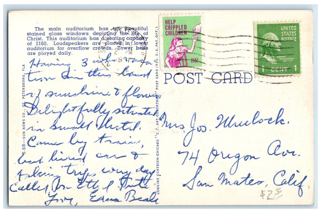 1958 Fralicks Famous Restaurant Building Classic Car Mount Dora Florida Postcard