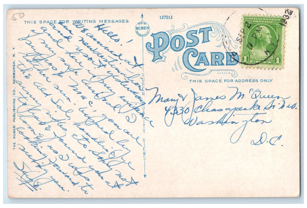 c1920s View From Delaware River Showing Palisades Sparrow Bush New York Postcard