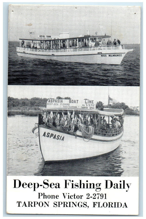 c1960's Miss Milwaukee Deep-Sea Fishing Daily Tarpon Springs Florida FL Postcard