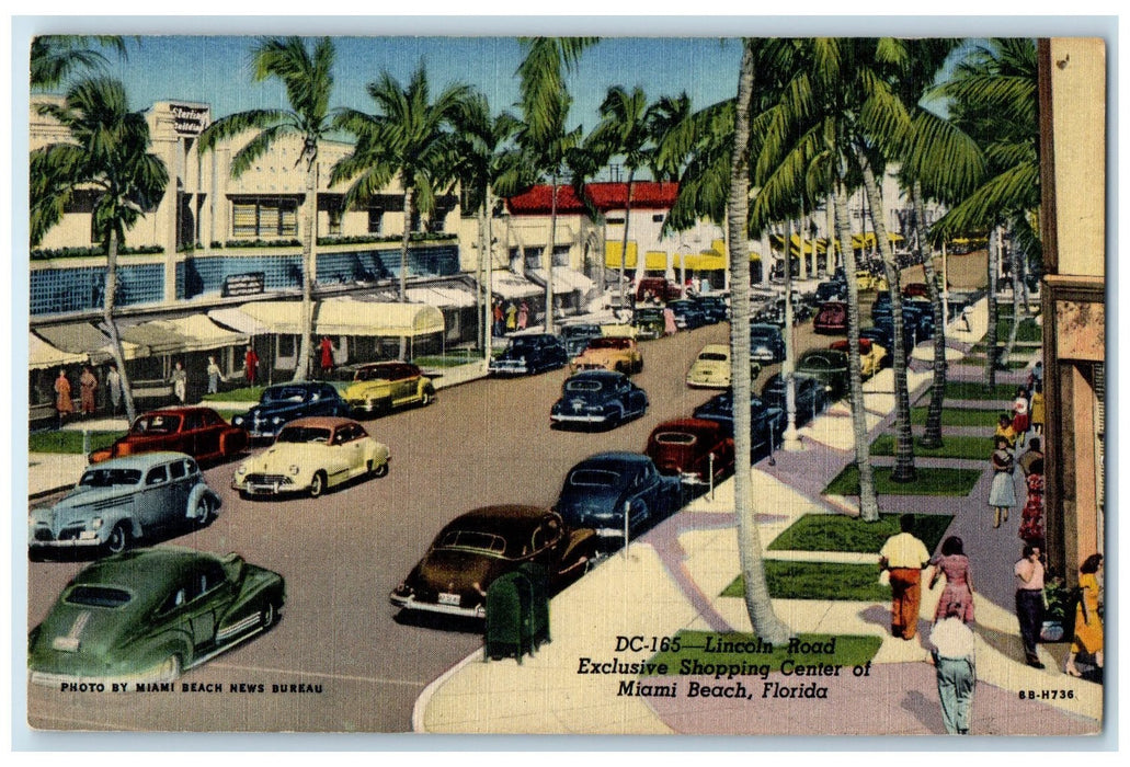 c1940's Lincoln Road Exclusive Shopping Center Miami Beach Florida FL Postcard