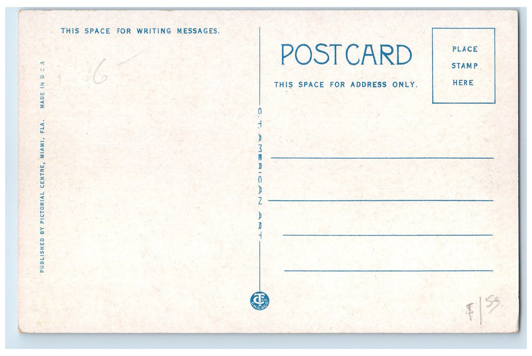 c1940's W. J Bryan's Residence Exterior Trees Miami Florida FL Unposted Postcard