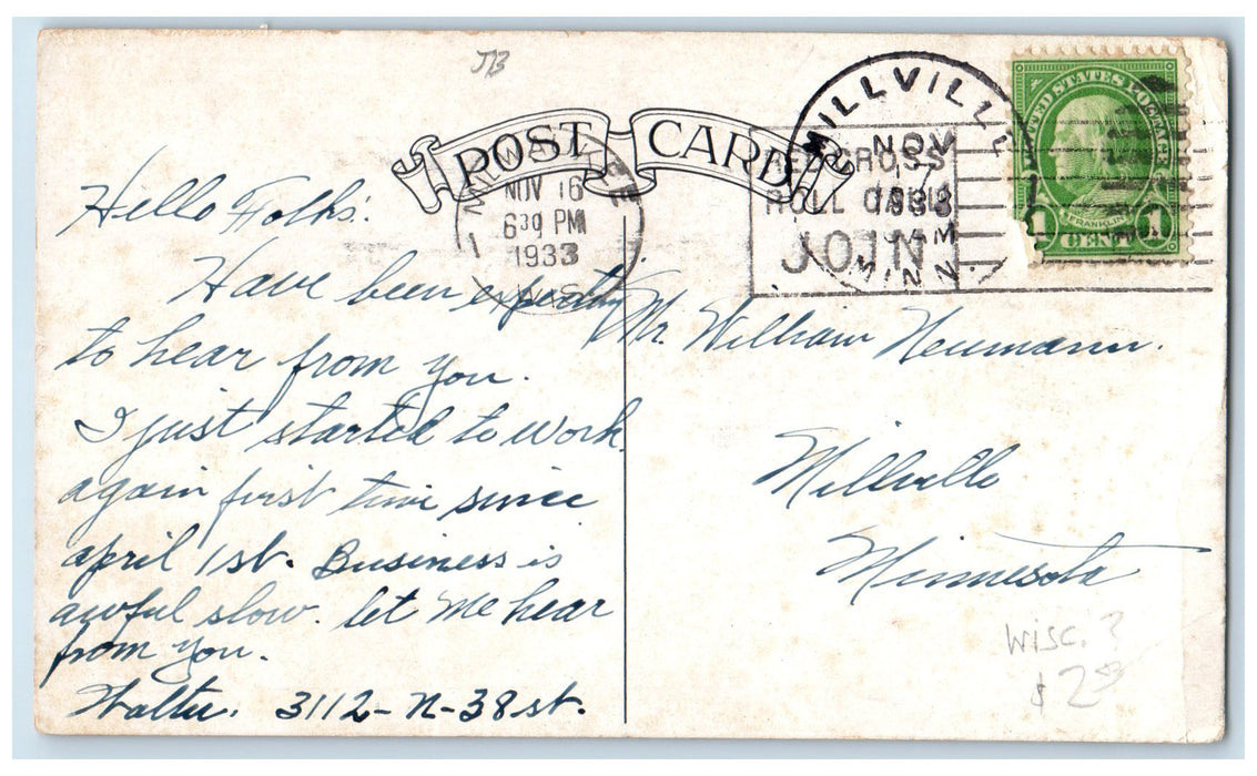 1933 Brills Society Brand Clothing Advertising Milwaukee Wisconsin WI Postcard