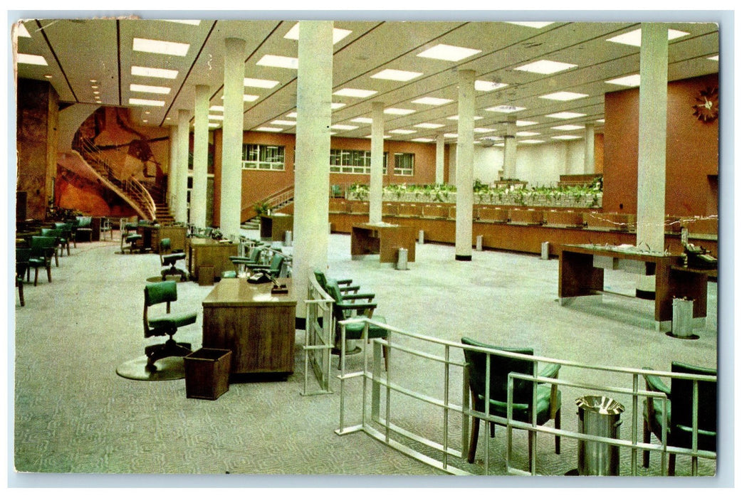 1957 Atlantic National Bank Interior Set Up Of West Palm Beach Florida Postcard