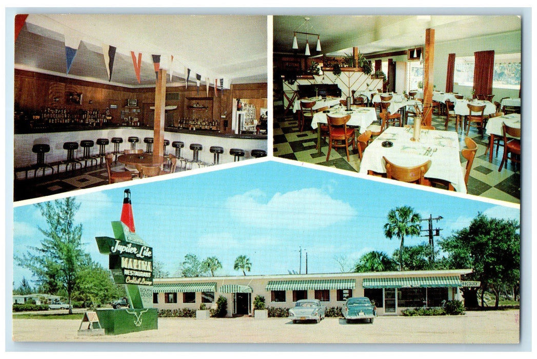 c1950 Suni Sands Jupiter Lite Marina Inc. Multiple View Jupiter Florida Postcard