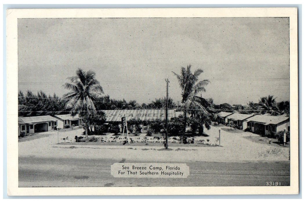 c1940s Sea Breeze Camp Exterior Roadside Riviera Florida FL Unposted Postcard