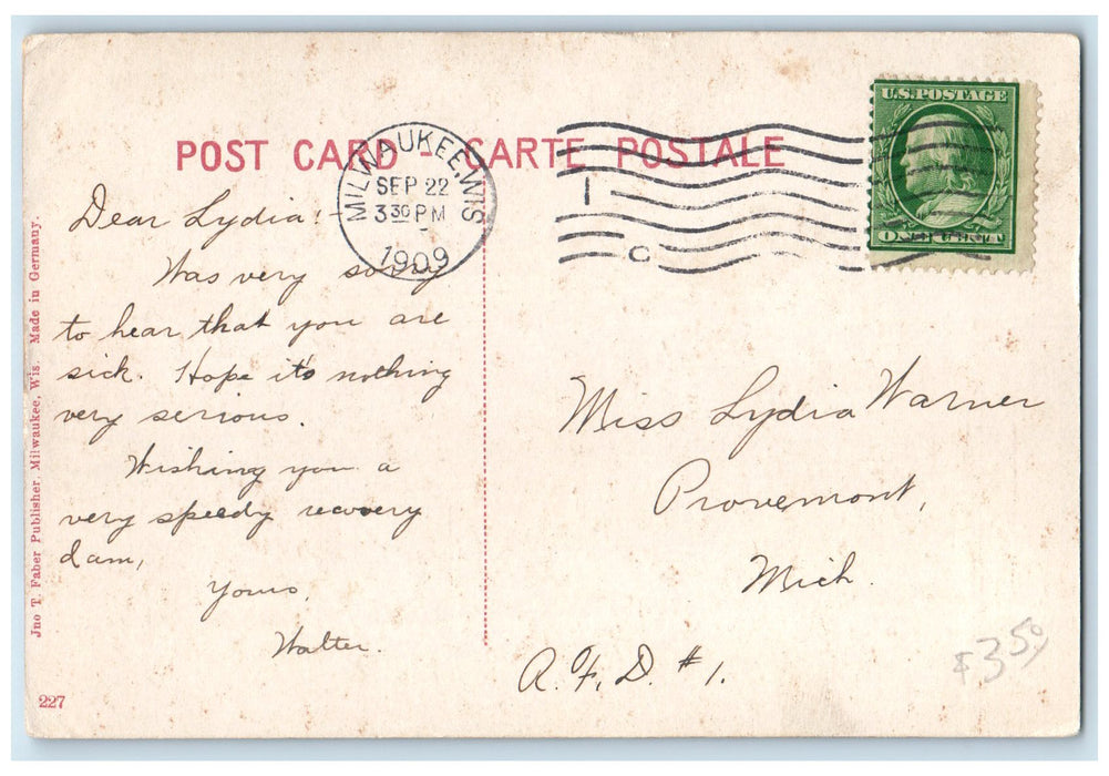 1909 Interior View Gargoyle Restaurant Tables Milwaukee Wisconsin WI Postcard