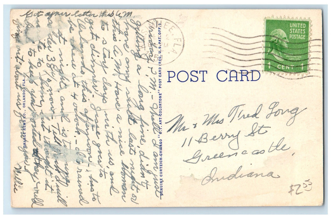 1951 Tropical Hotel & Restaurant Entrance Building Kissimmee Florida Postcard