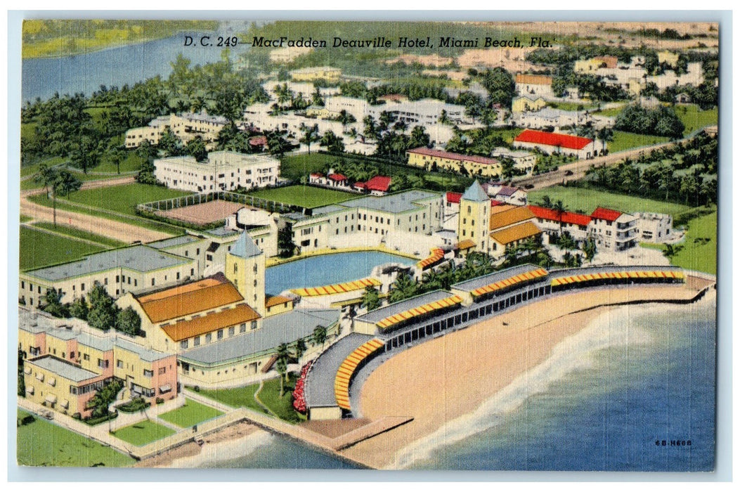 c1940 Mac Fadden Deauville Hotel & Restaurant View Miami Beach Florida Postcard