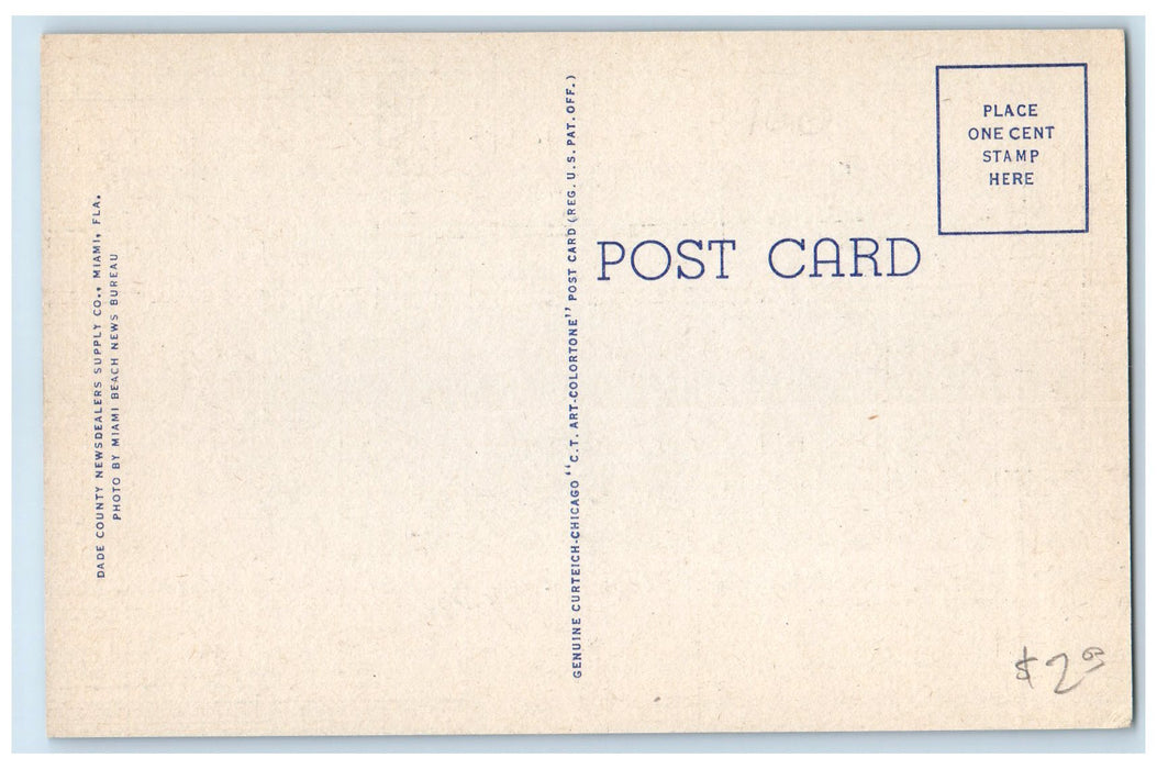 c1940 Mac Fadden Deauville Hotel & Restaurant View Miami Beach Florida Postcard