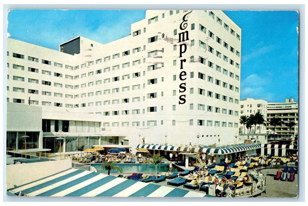 1956 Empress Exterior Roadside Miami Beach Florida FL Swimming Pool Postcard