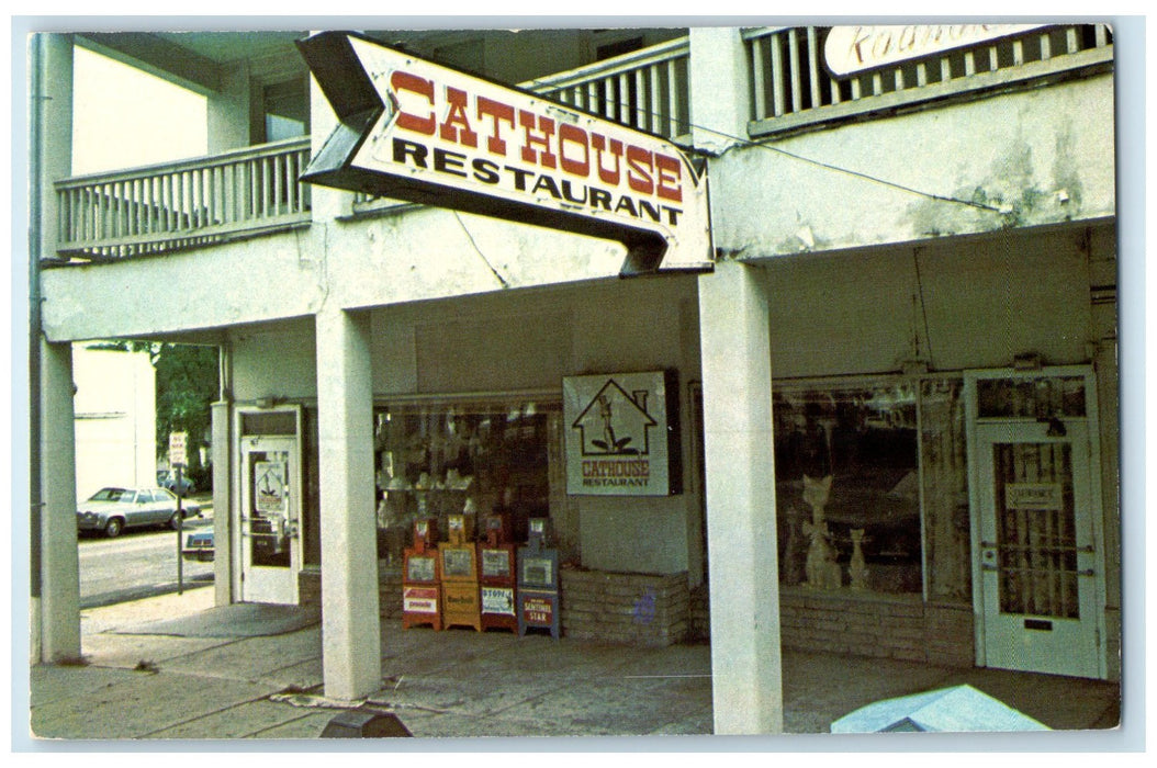 c1950's Cathouse Restaurant Entrance Building Signage Sebring Florida Postcard