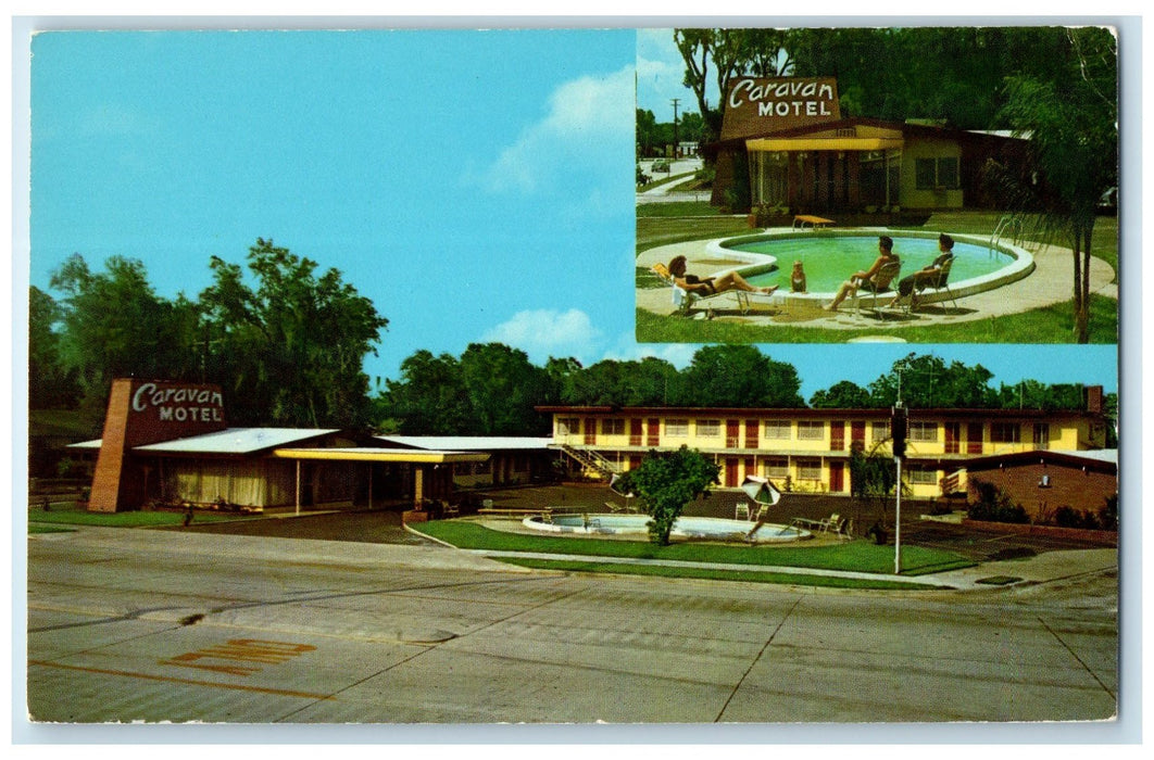 c1950's Caravan Motel & Restaurant Multiview St. Augustine Florida FL Postcard