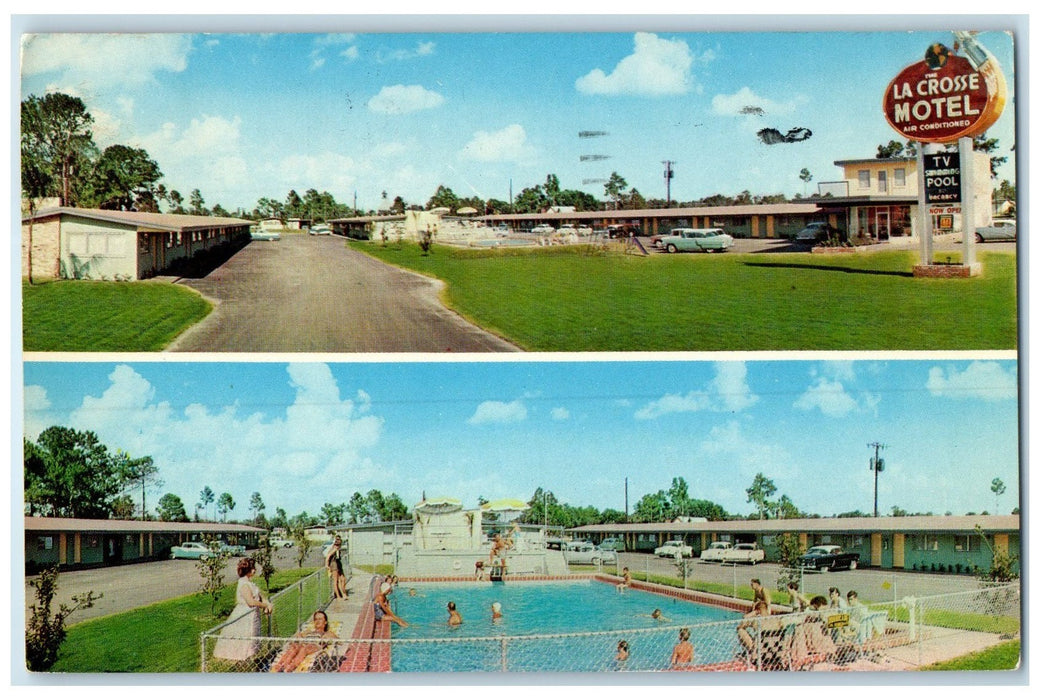 1960 La Crosse Motel & Restaurant Multiview Orlando Florida FL Posted Postcard