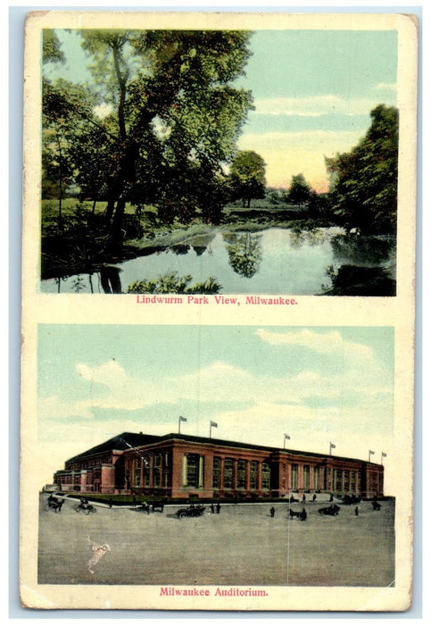 1909 Lindwurm Park View And Auditorium Milwaukee Wisconsin WI Posted Postcard