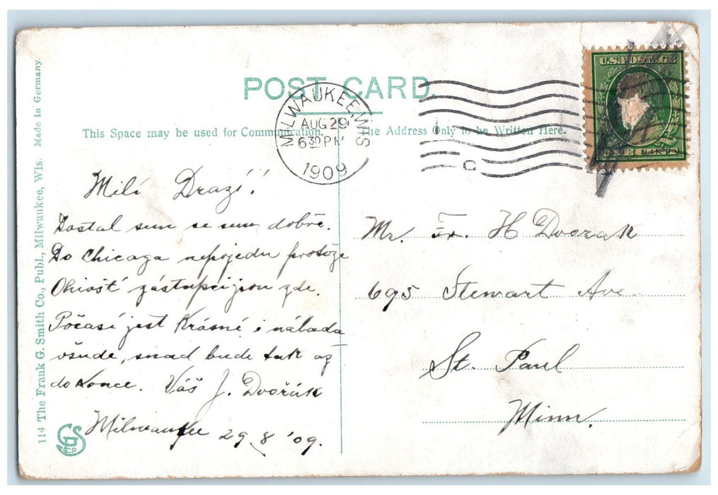 1909 Lindwurm Park View And Auditorium Milwaukee Wisconsin WI Posted Postcard