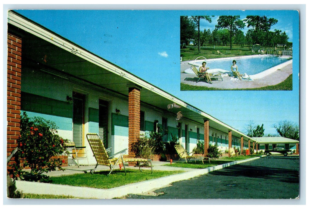 c1940's Tropic Motel And Restaurant Yulee Florida FL  Swimming Pool Postcard