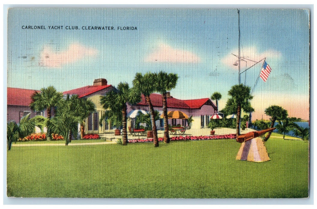 1939 Carlonel Yacht Club & Restaurant Cannon Ground Clearwater Florida Postcard