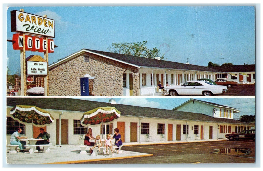c1960's Garden View Motel Exterior Tampa Florida FL Unposted Signage Postcard