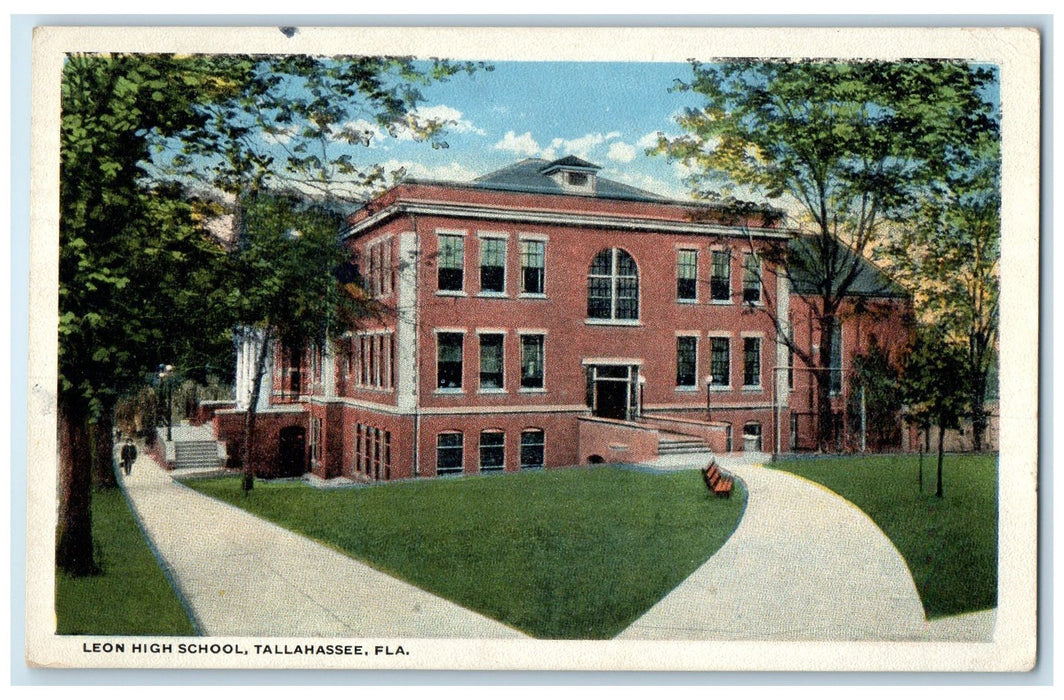 1920 Leon High School Building Exterior Tallahassee Florida FL Posted Postcard