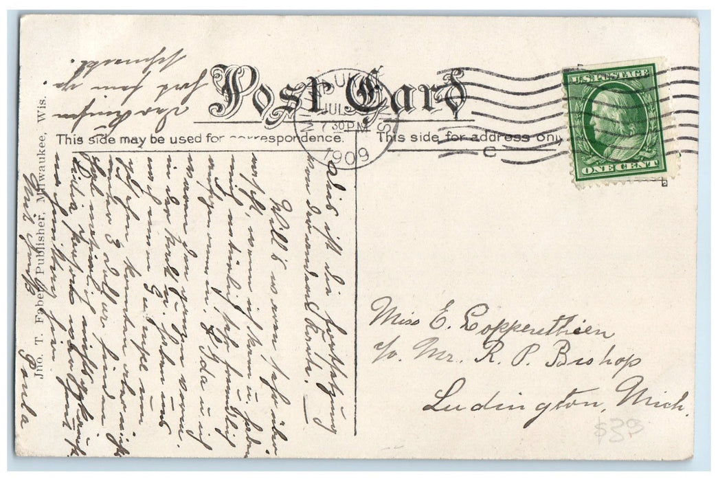 1909 Majestic Building Exterior Roadside Milwaukee Wisconsin WI Posted Postcard