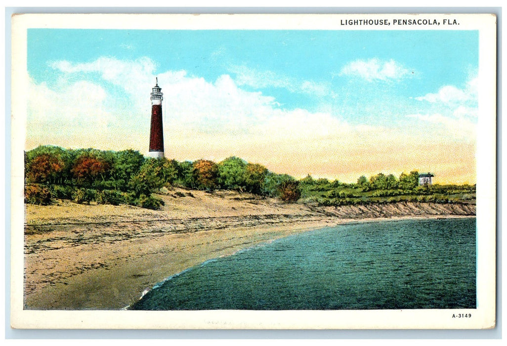 c1920's Lighthouse Beach Seaside Grove View Pensacola Florida Unposted Postcard