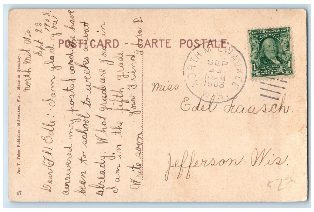 1908 Freighters Menomonee River Steamships Scene Milwaukee Wisconsin WI Postcard