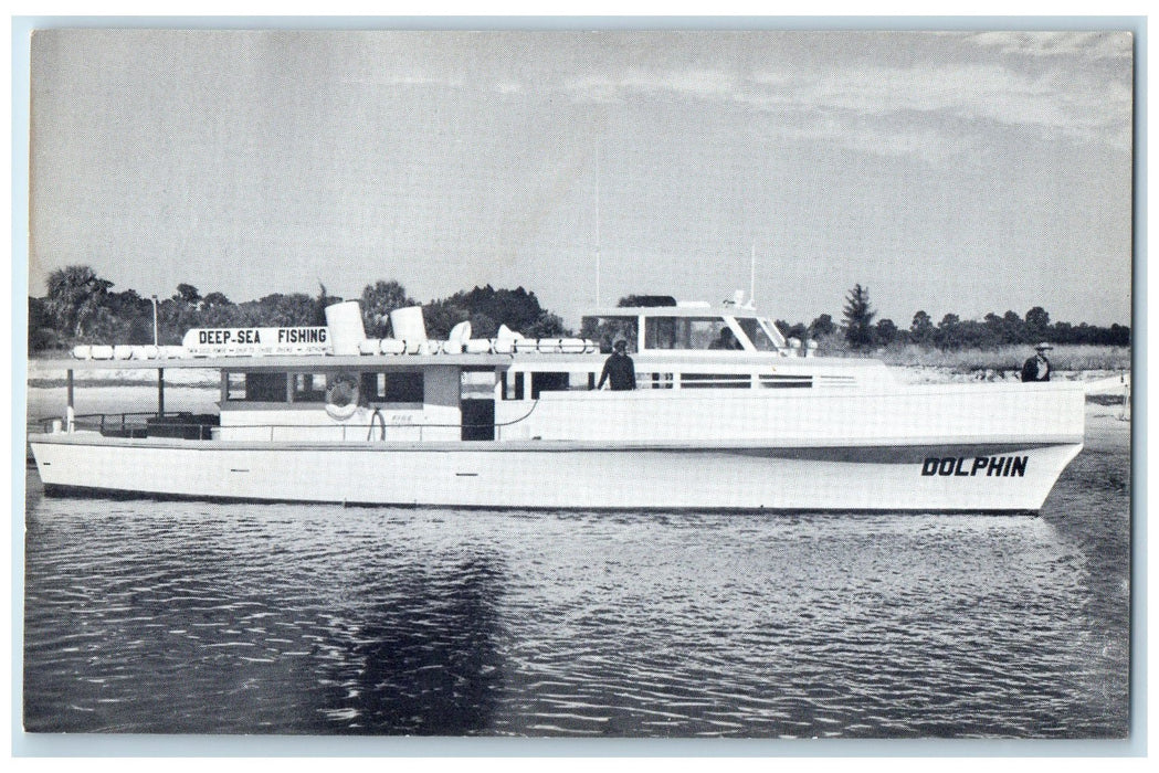 c1960's Dolphin Scene Deep Sea Fishing Daily Tarpon Springs Florida FL Postcard