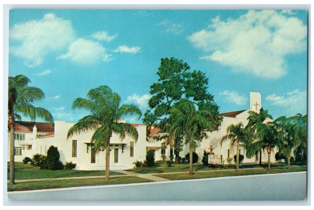 c1950's Calvary Baptist Church Building Roadside St. Petersburg Florida Postcard
