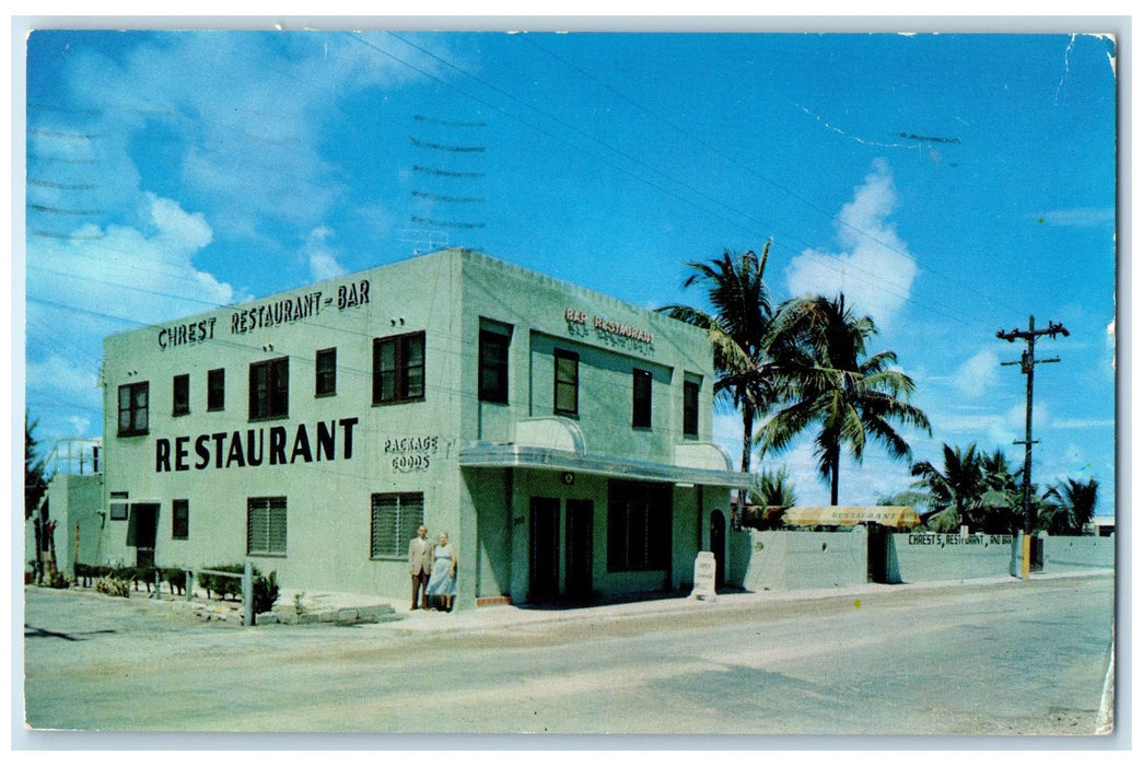 c1950's Chrest's Bar And Restaurant Building Roadside Dania Florida FL Postcard