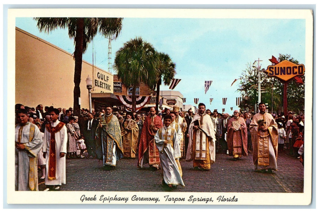 c1960s Greek Epiphany Ceremony Scene Tarpon Springs Florida FL Unposted Postcard