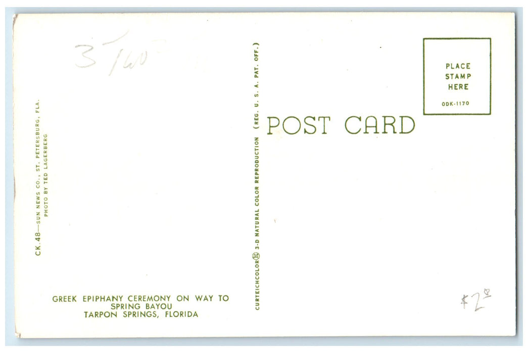 c1960s Greek Epiphany Ceremony Scene Tarpon Springs Florida FL Unposted Postcard