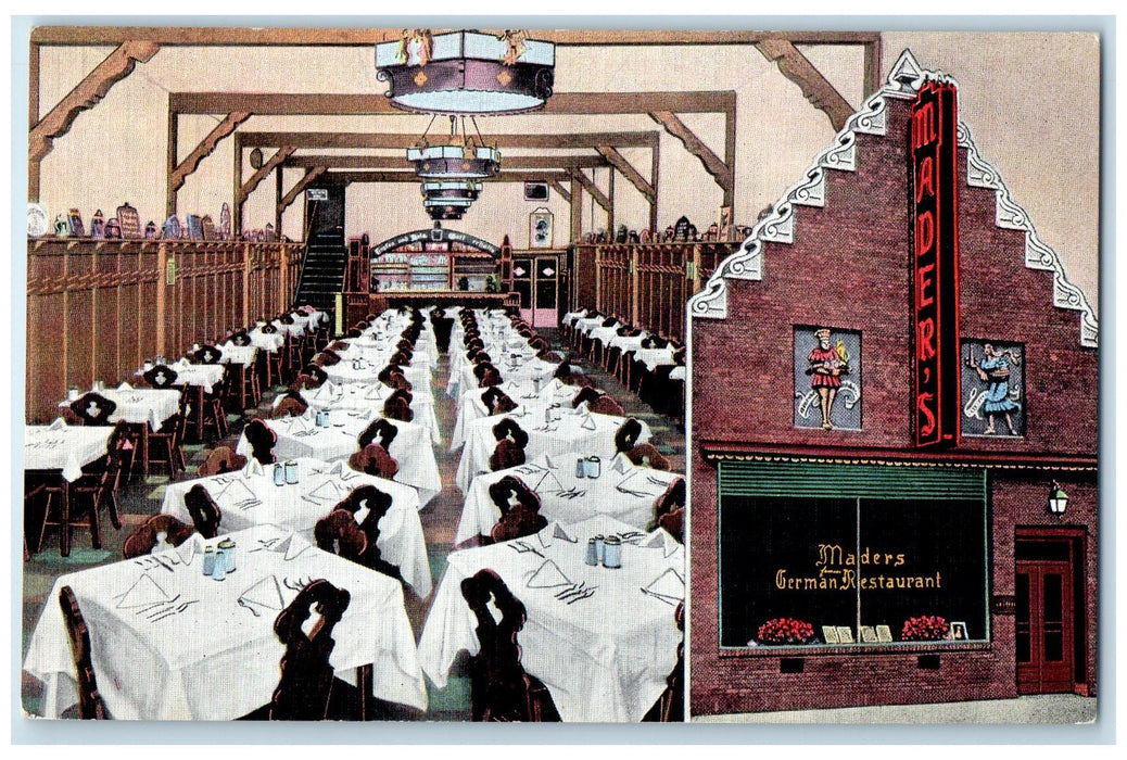 c1940's Mader's German Restaurant Interior Scene Milwaukee Wisconsin WI Postcard