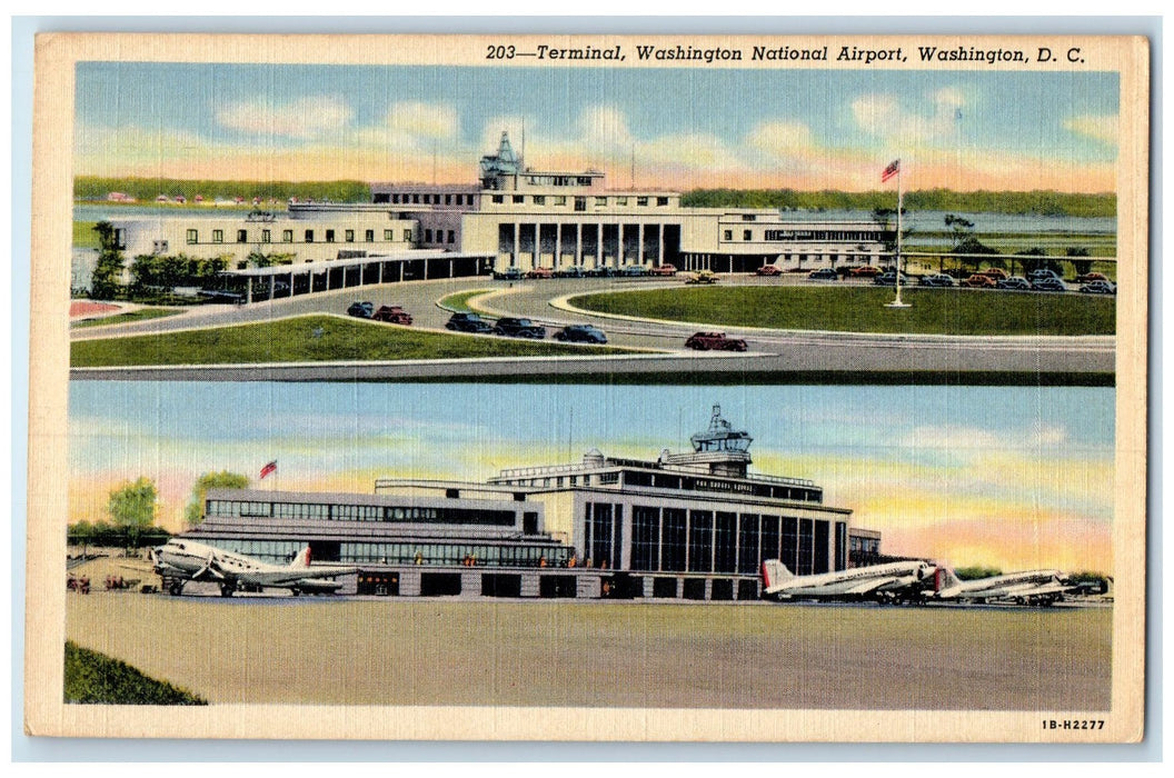 c1940s Terminal Washington National Airport View Washington DC Unposted Postcard
