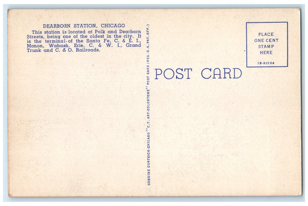 c1940's Dearborn Street Station Exterior Roadside Chicago Illinois IL Postcard