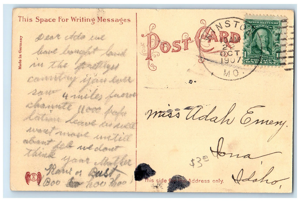 1907 Carnegie Library Exterior Roadside Chanute Kansas KS Posted Trees Postcard