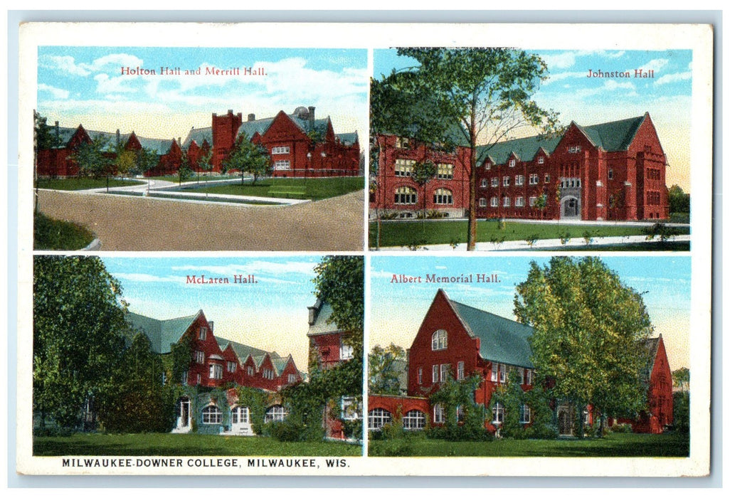 c1920's Milwaukee Downer College Multiview Building Milwaukee Wisconsin Postcard