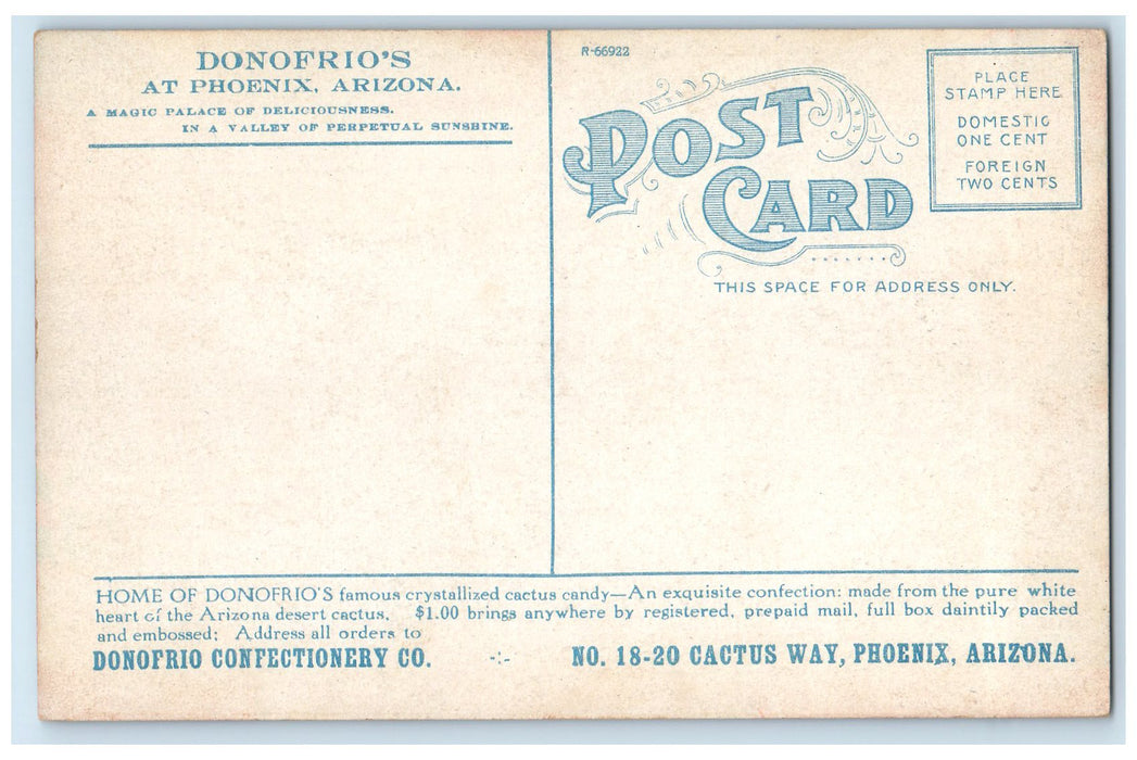 c1910s Home Of Donofrio's Famous Crystallized Cactus Phoenix Arizona AZ Postcard