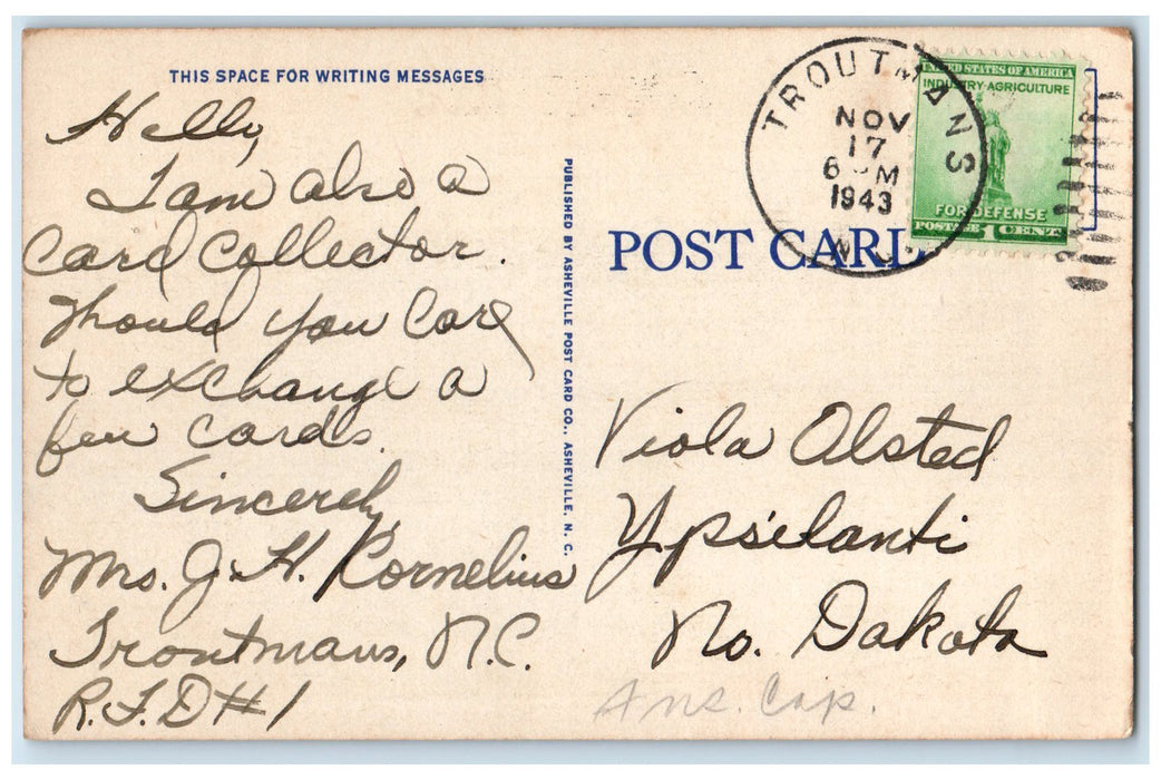 1943 Large Letter Greetings From Mooresville North Carolina NC Posted Postcard