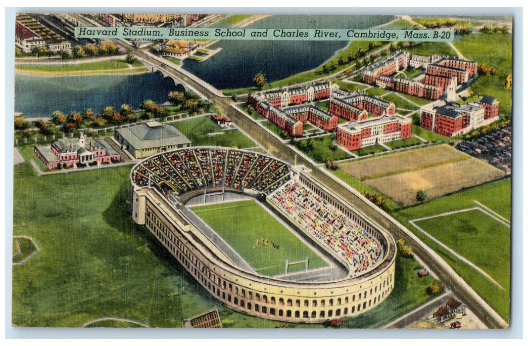 c1940's Harvard  Stadium Business School Cambridge Massachusetts MA Postcard