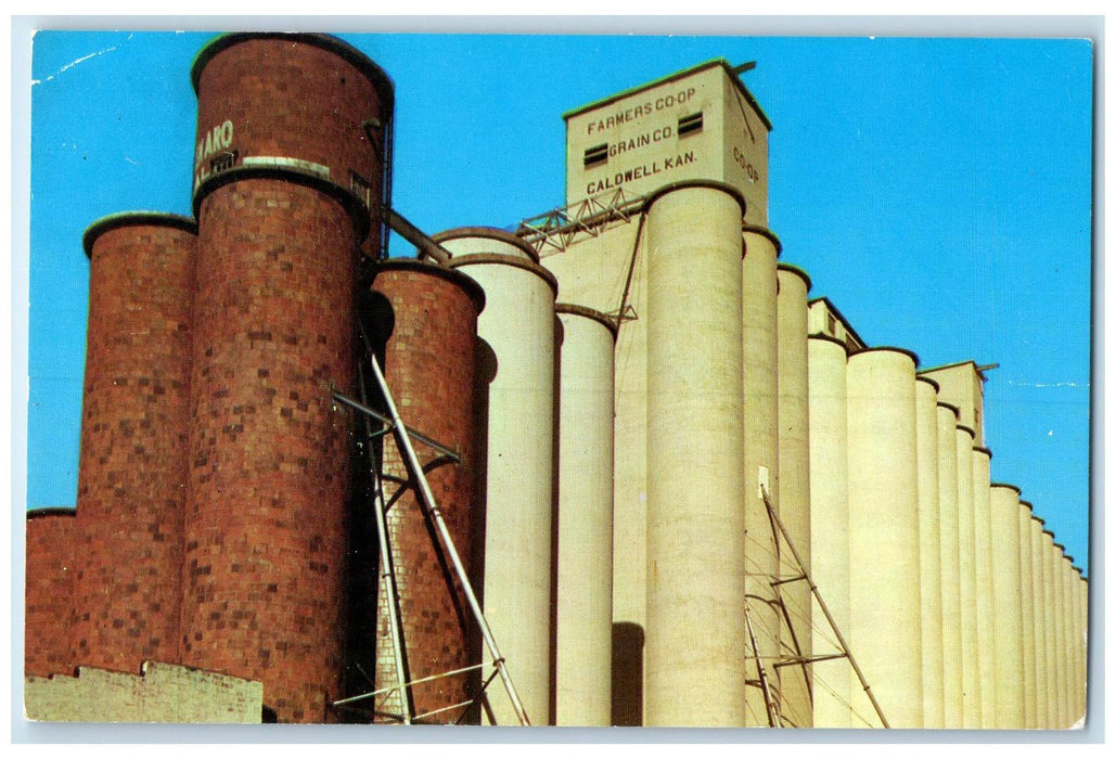 c1960's Farmers Coop Elevator Scene Caldwell Chanute Kansas KS Unposted Postcard