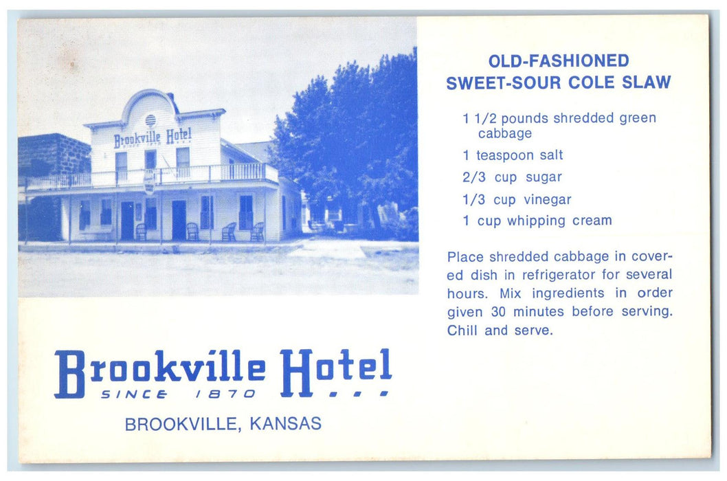 c1960's Brookville Hotel Old-Fashioned Country Hotel Brookville Kansas Postcard