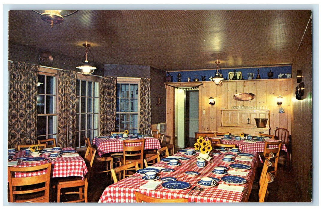 c1960s Brookville Hotel The Pine Room Tables Scene Brookville Kansas KS Postcard
